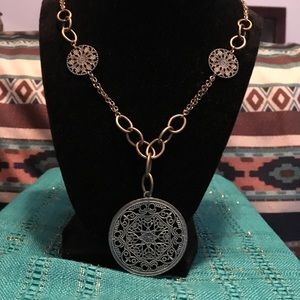 Avon Antique Gold and Blue Necklace